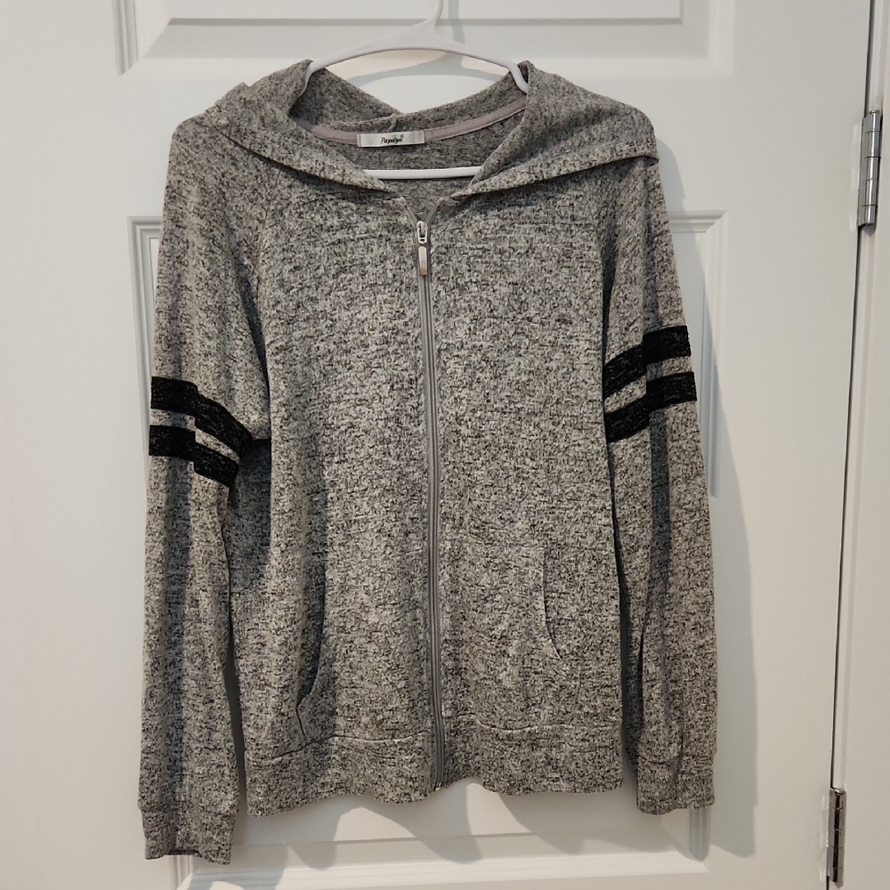 Papaya Heather Gray Zip-Up Knit Hoodie!